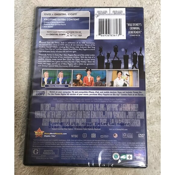 Disney Mary Poppins 50th Anniversary DVD & Digital Copy New Sealed G Rating - Picture 2 of 5